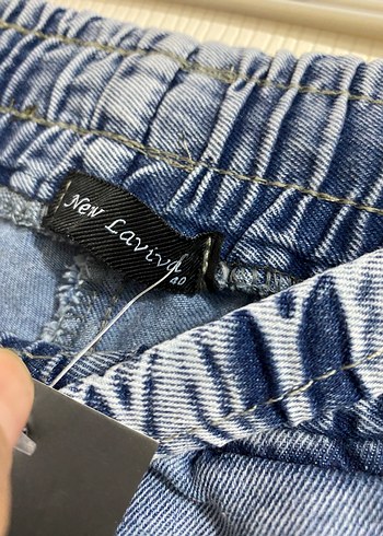 Kadın Mavi Bol Kesim Uzun Kot Pantolon - Görsel 3