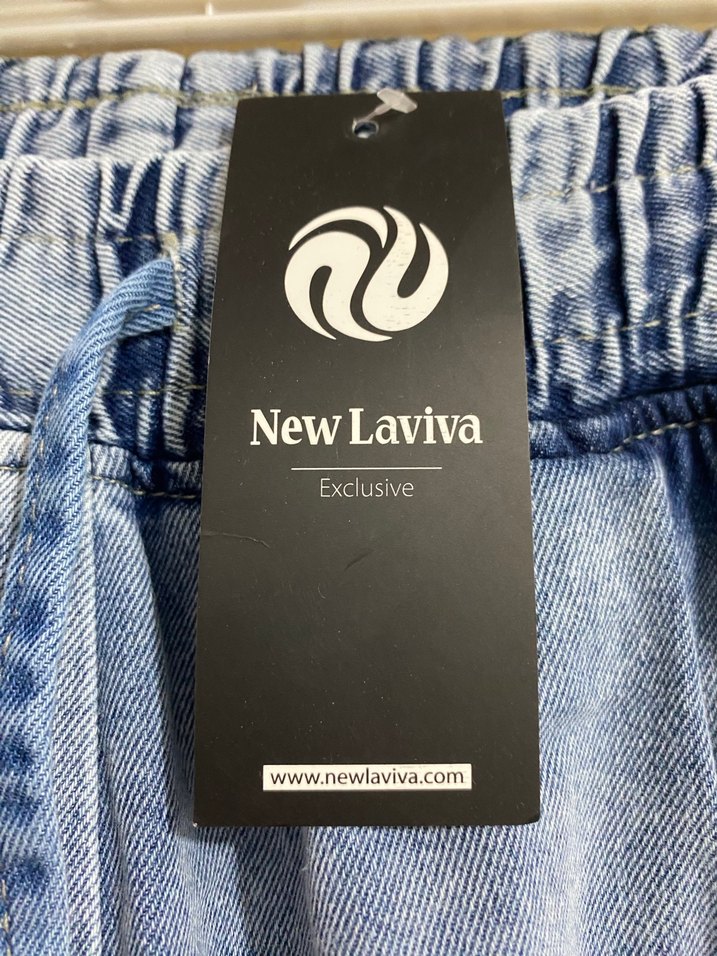 Kadın Mavi Bol Kesim Uzun Kot Pantolon - Görsel 2