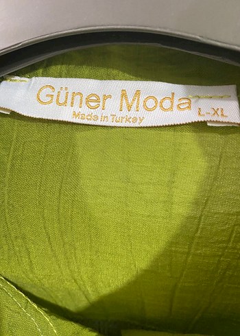 Diğer Yeşil Nakışlı Uzun Keten Kadın Gömlek