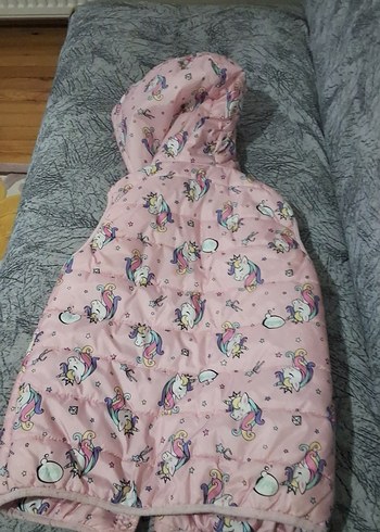 Kız Çocuk Kapüşonlu Unicorn Desenli Yelek - Görsel 6