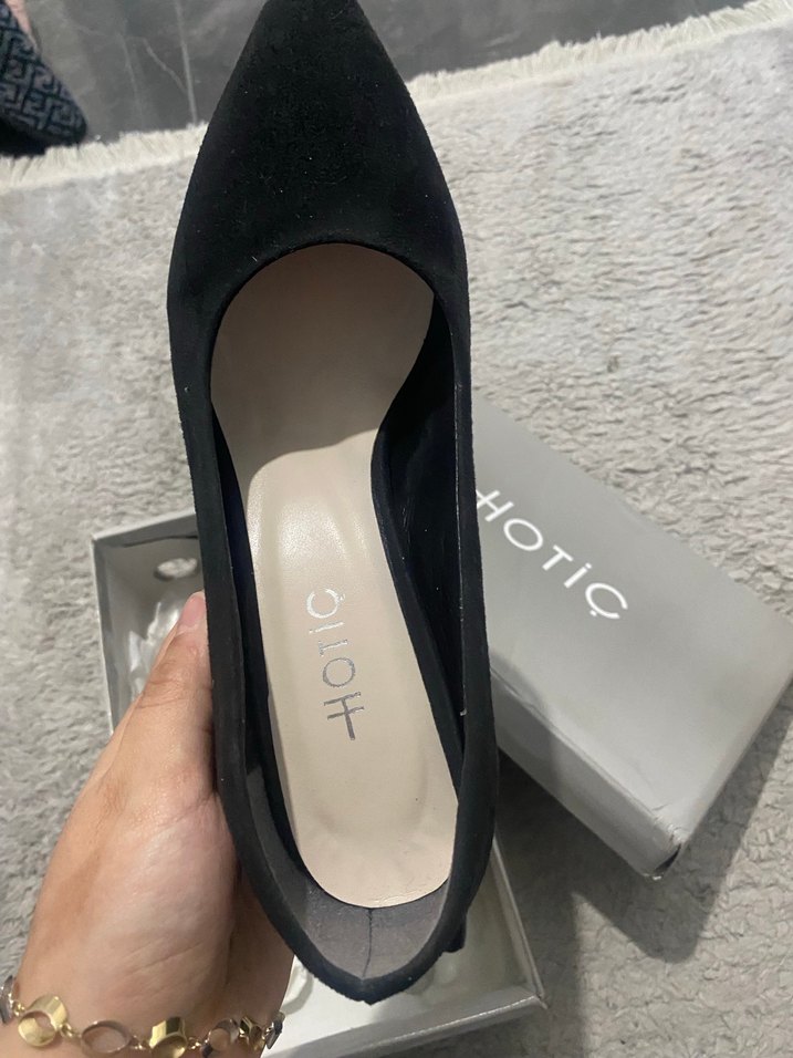 Hotiç Siyah Süet Stiletto Topuklu Ayakkabı - Görsel 2