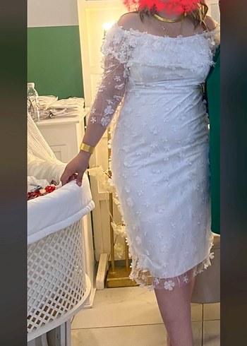 Beyaz çiçekli elbise - Görsel 5