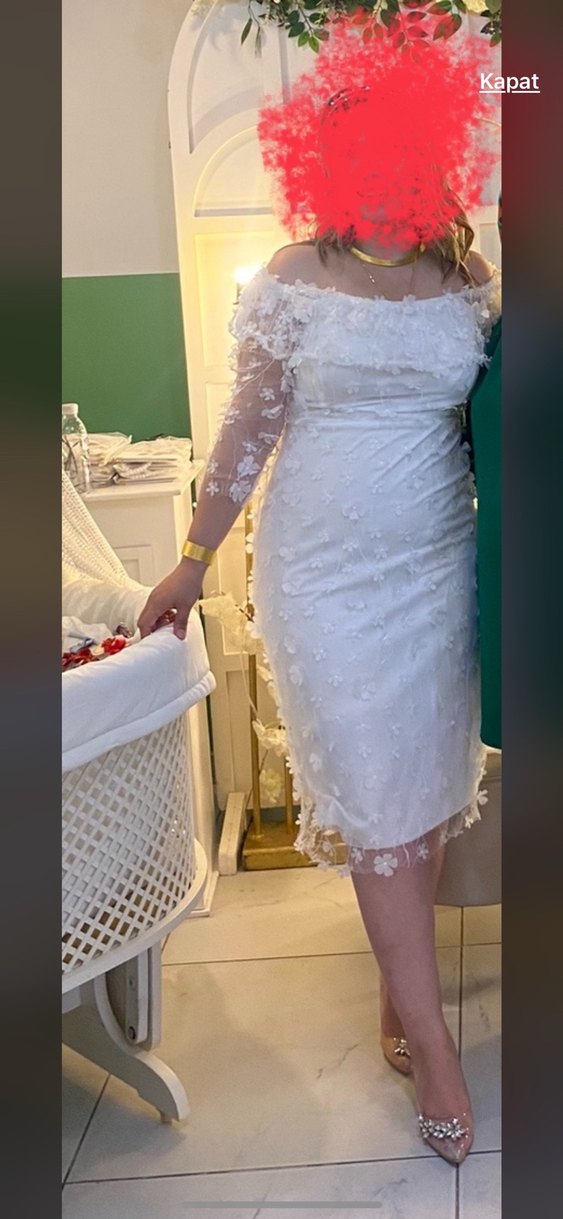 Beyaz çiçekli elbise - Görsel 5