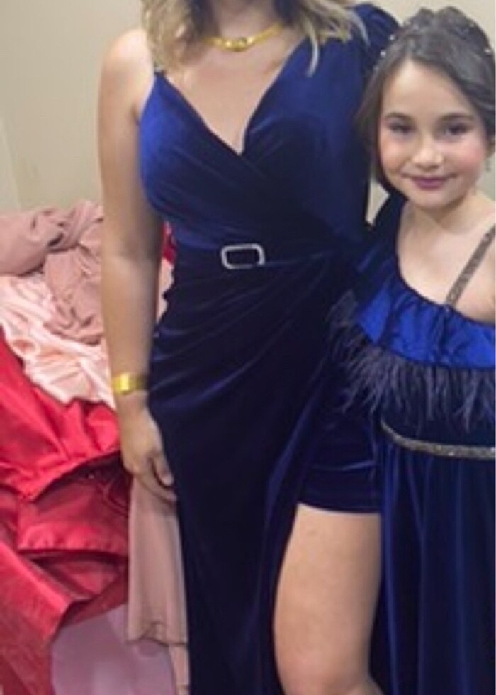 Lacivert kadife abiye - Görsel 4