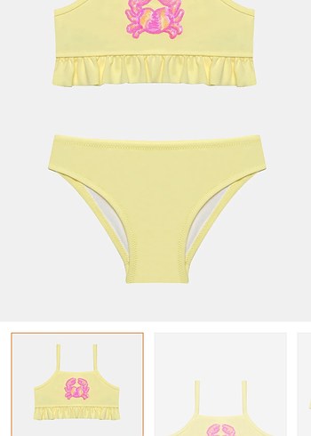 Nakışlı Sarı Kız Bikini Takımı