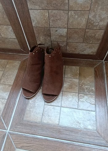 Kahverengi Deri Kadın Dolgu Topuk Bot - Görsel 6