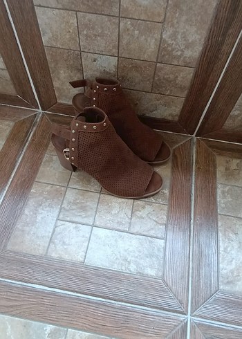 Kahverengi Deri Kadın Dolgu Topuk Bot - Görsel 8