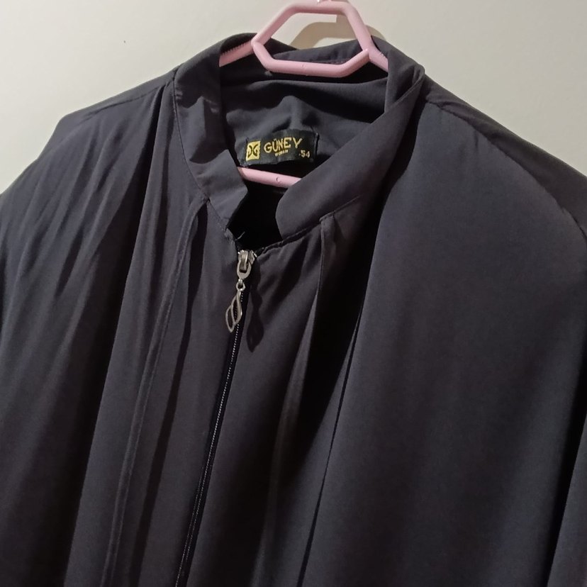 Siyah Uzun Keten Elbise, Yüksek Yaka, Uzun Kollu - Görsel 3