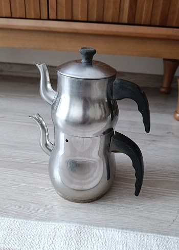 Gri Çift Katlı Çaydanlık