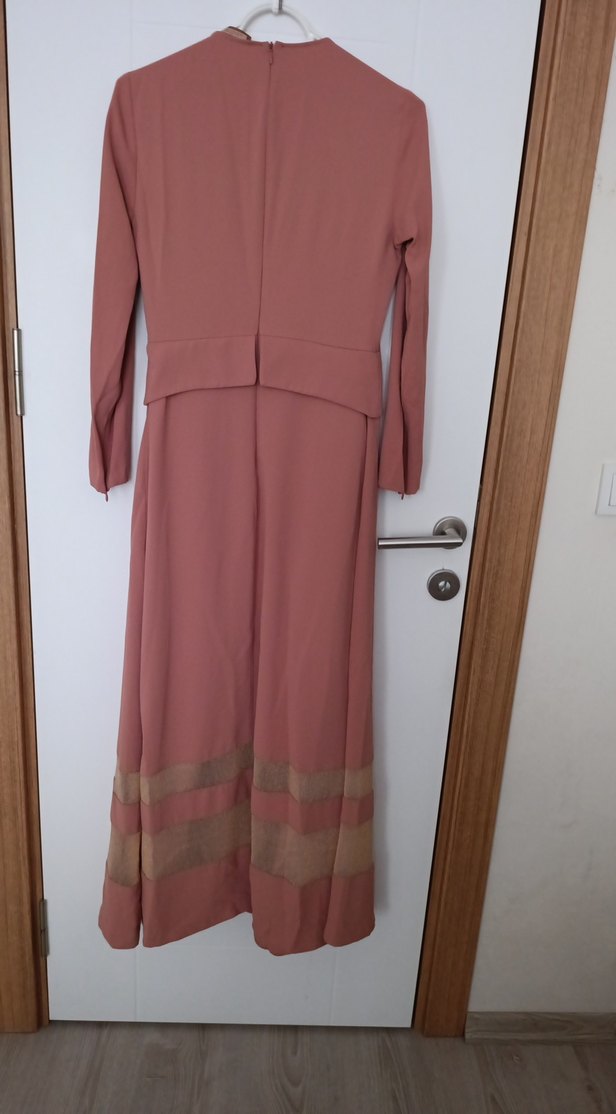 Armine Bej Renkli Pilili Uzun Kollu Kadın Elbise - Görsel 5