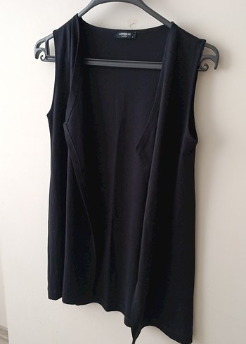 Siyah Dökümlü V Yaka Kolsuz Kadın Yelek - Görsel 2