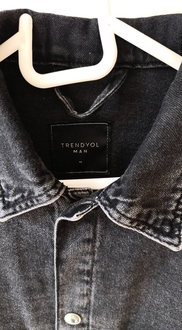 Gri Düğmeli kot Ceket - Görsel 3