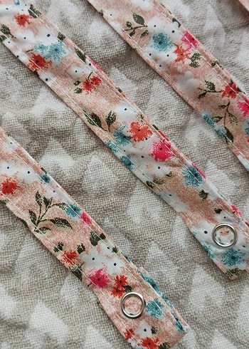 Çiçek Desenli Bej Bebek Emzik Askisi Kelebek - Görsel 3