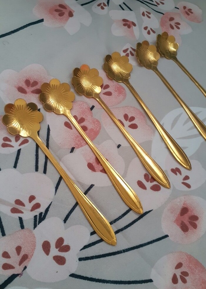 6 Adet çiçekli kaşık seti küçük çay kaşığı - Görsel 4