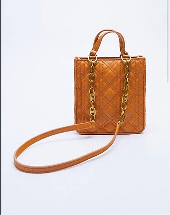 Zara turuncu mini tote çanta zincir çapraz