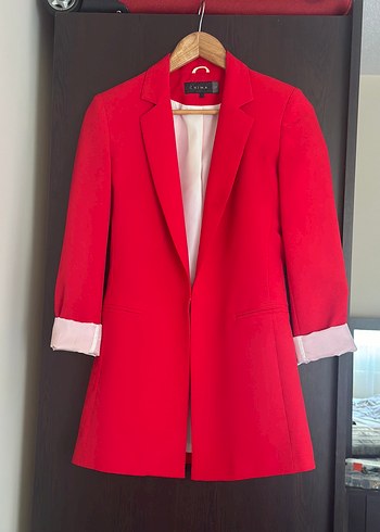 Chima Chima Kırmızı Uzun Blazer Ceket