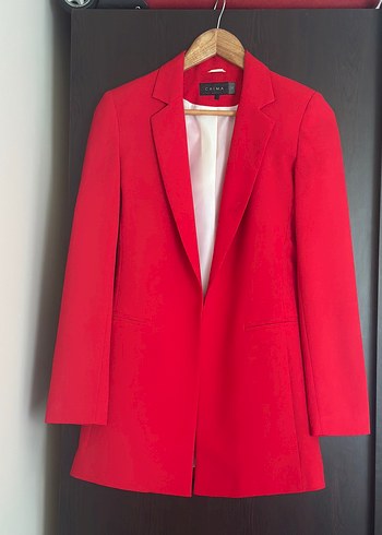 Chima Kırmızı Uzun Blazer Ceket