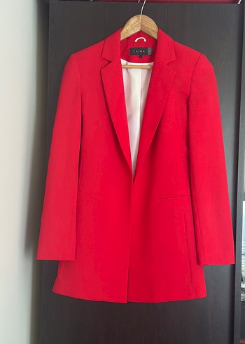 xs Beden Chima Kırmızı Uzun Blazer Ceket