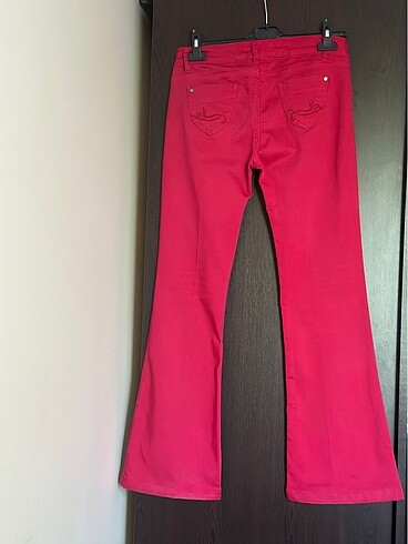 38 Beden Kırmızı flare kanvas pantolon