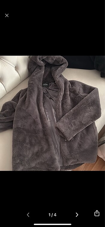 Gri Peluş Mont