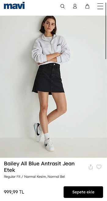 Mavi jeans antrasit kot etek