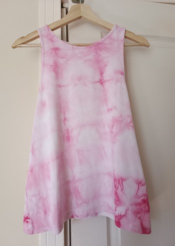 Oysho Pembe Batik Desenli Fitilli Kolsuz Kadın Atlet