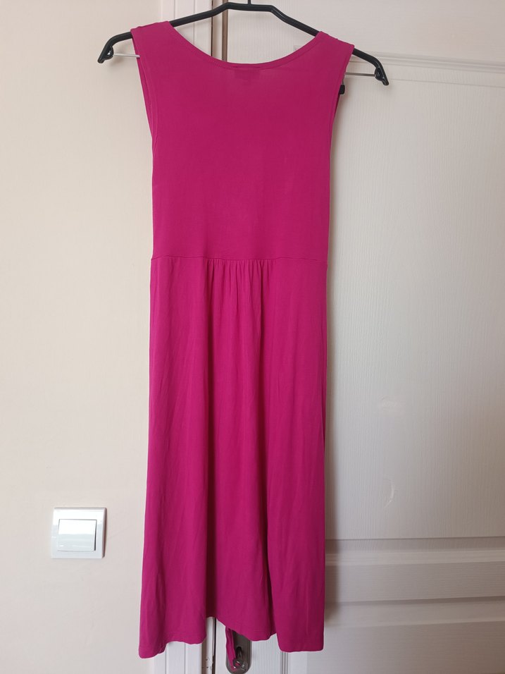 Pembe Viskon Penye Yazlık Elbise - Görsel 3