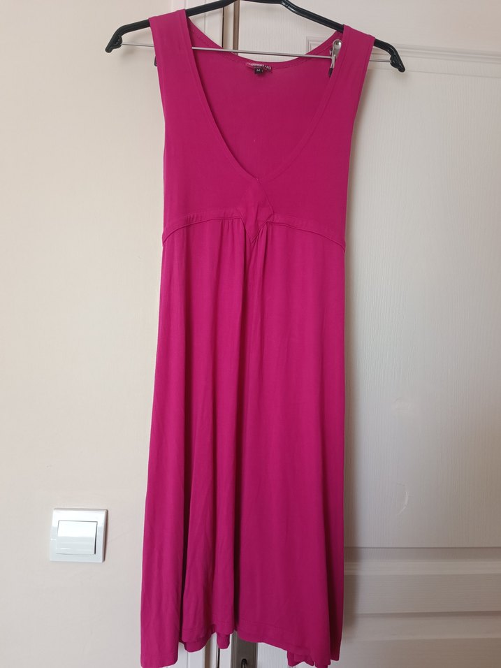 Pembe Viskon Penye Yazlık Elbise - Görsel 2