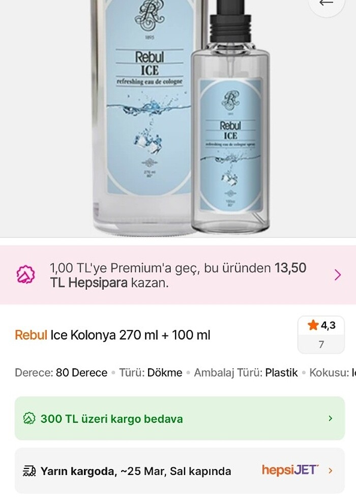 Rebul Ice Kolonya 250 ml - Görsel 2