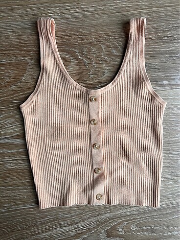 H&M Düğmeli Crop Somon rengi