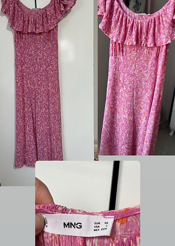 Mor Uzun Kollarsız Fırfırlı Bohem Elbise - Görsel 2