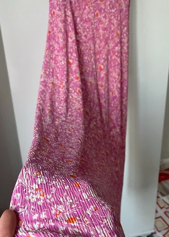 Mor Uzun Kollarsız Fırfırlı Bohem Elbise - Görsel 7