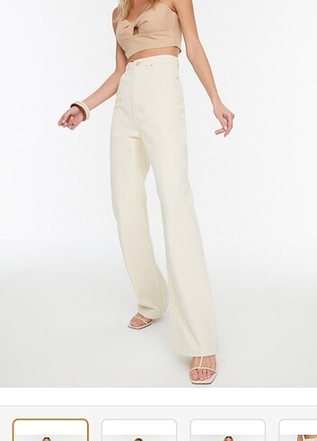 Ekru yüksek bel wide leg jean TRENDYOLMİLLA 