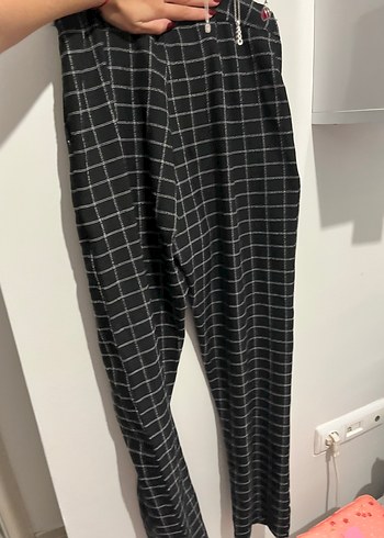 Trendyol & Milla Gri Ekose Pilili Kadın Kumaş Pantolon