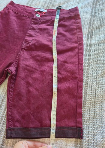 Bordo Düğmeli Kadın Bermuda Şort - Görsel 8