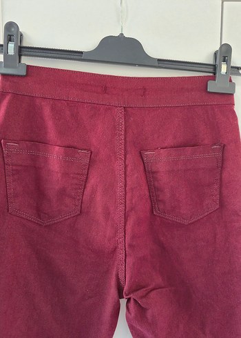 Bordo Düğmeli Kadın Bermuda Şort - Görsel 6