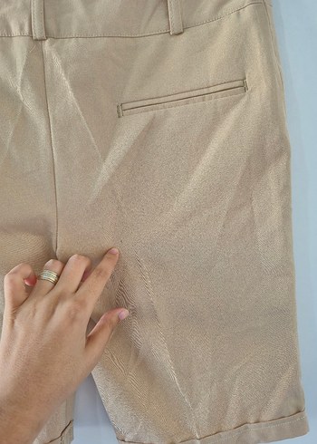 Bej Kumaş Bermuda Şort - Görsel 6