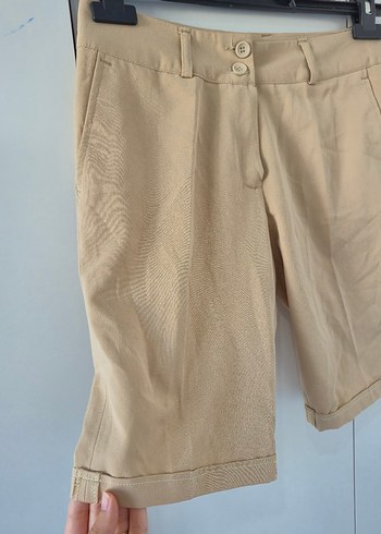 Bej Kumaş Bermuda Şort - Görsel 2