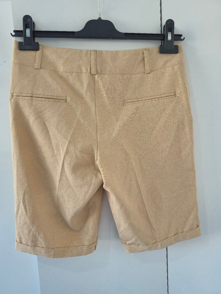 Bej Kumaş Bermuda Şort - Görsel 5