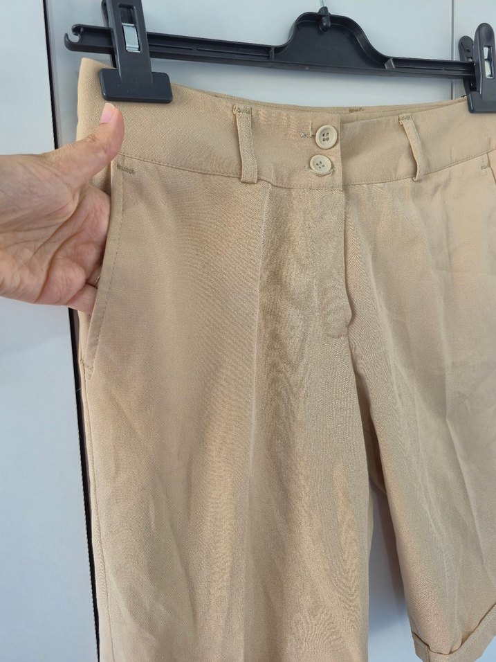 Bej Kumaş Bermuda Şort - Görsel 4