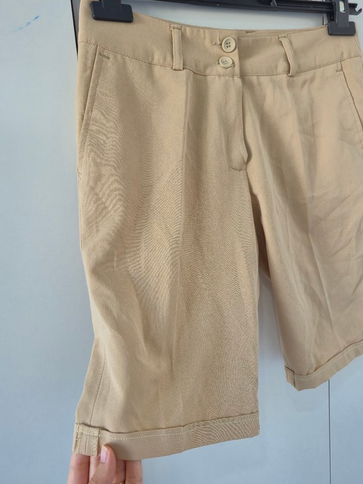 Bej Kumaş Bermuda Şort - Görsel 2