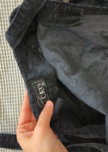 Siyah Kadife Askılı Midi Salopet - Görsel 6