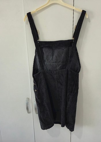 Siyah Kadife Askılı Midi Salopet - Görsel 5