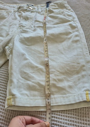 Beyaz Kadın Loose Fit Denim Bermuda Şort - Görsel 5