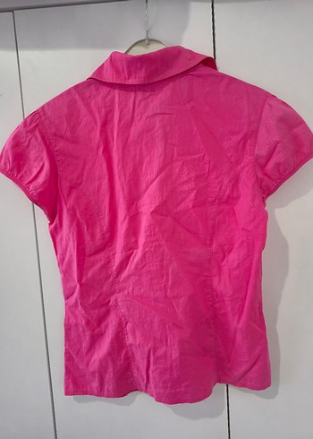 Pembe Kısa Kollu Düğmeli Gömlek - Görsel 4