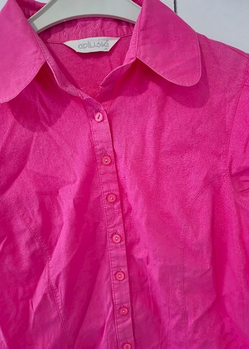 Pembe Kısa Kollu Düğmeli Gömlek - Görsel 2