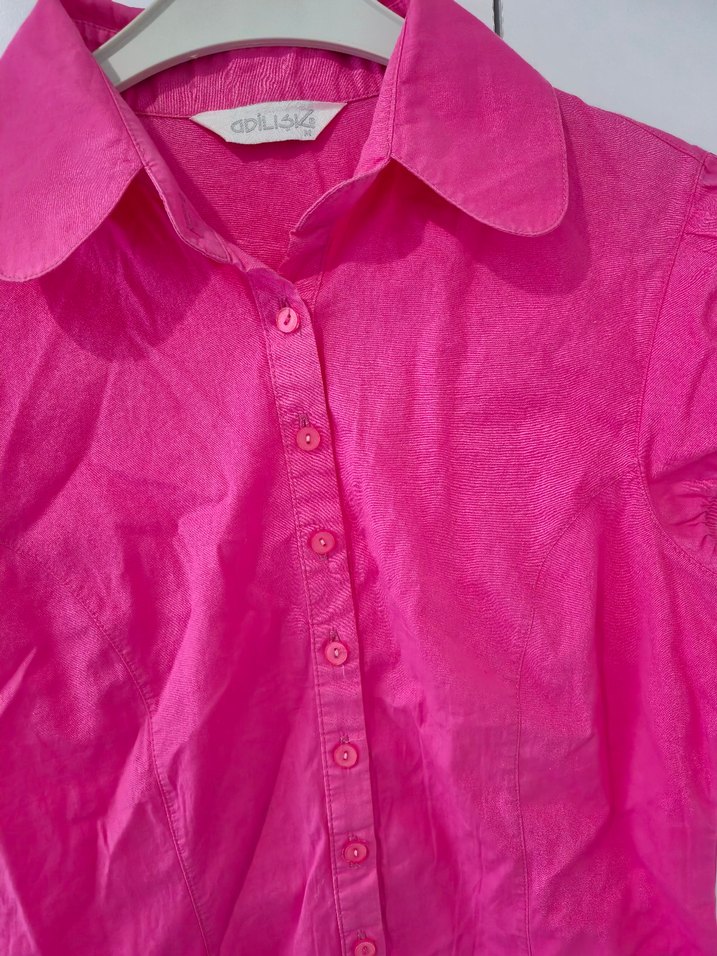 Pembe Kısa Kollu Düğmeli Gömlek - Görsel 2