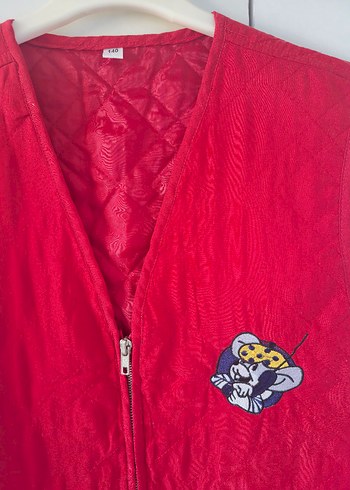 Vintage Nakışlı Kırmızı Fermuarlı Yelek - Görsel 2