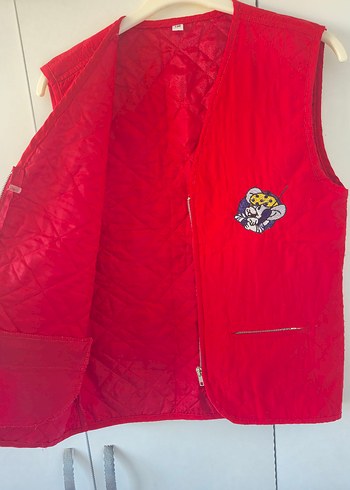 Vintage Nakışlı Kırmızı Fermuarlı Yelek - Görsel 4