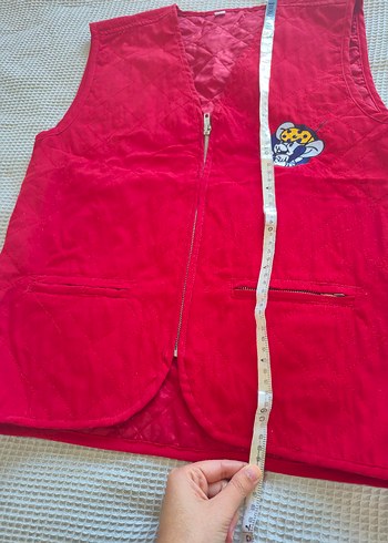 Vintage Nakışlı Kırmızı Fermuarlı Yelek - Görsel 7